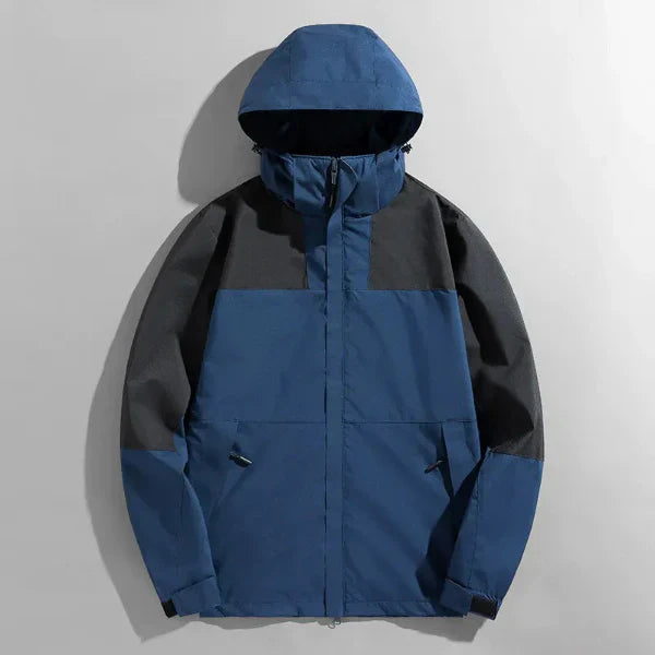 Men’s Outdoor Jacket – Regular Fit – Water-Resistant – Detachable Hood – Zipper Closure