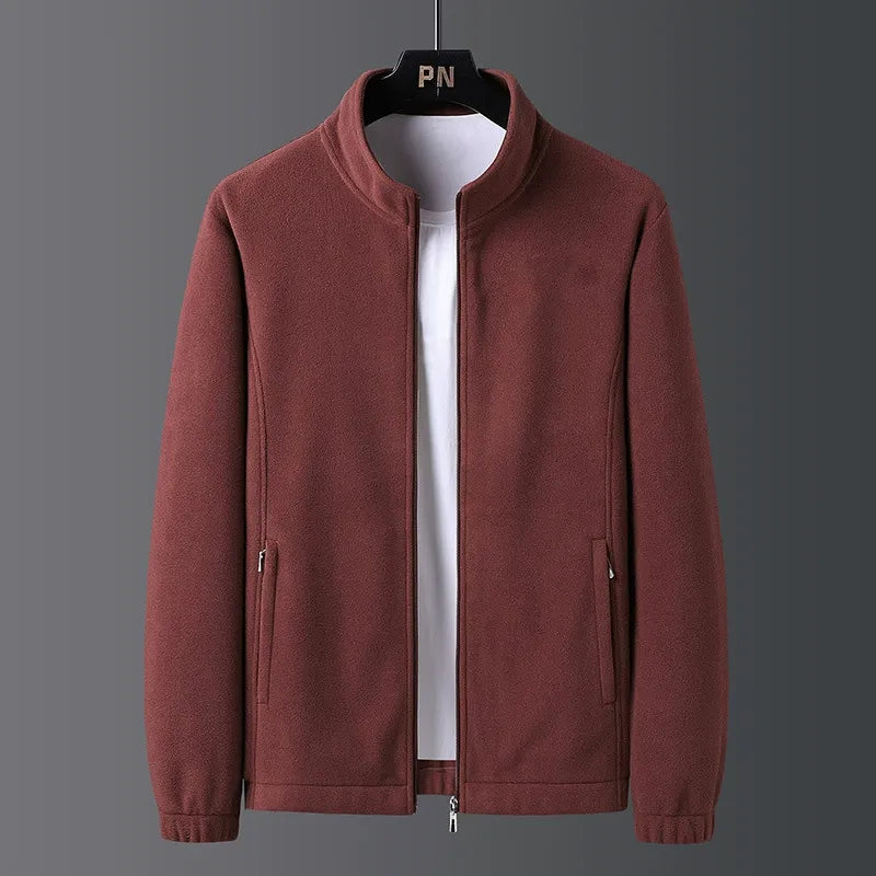 Men’s Fleece Jacket – Regular Fit – Stand Collar – Full Zip – Zippered Pockets
