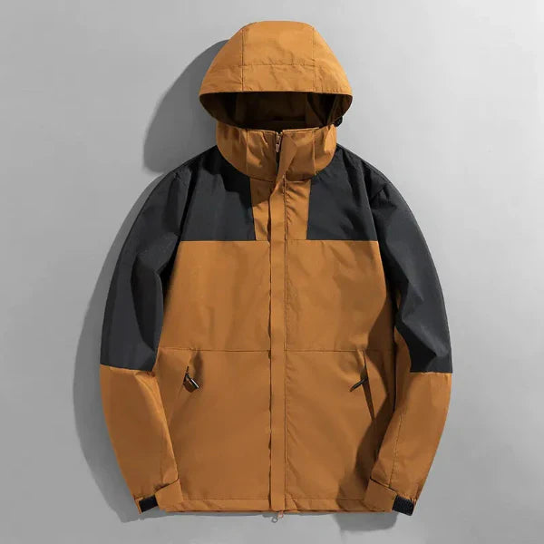 Men’s Outdoor Jacket – Regular Fit – Water-Resistant – Detachable Hood – Zipper Closure