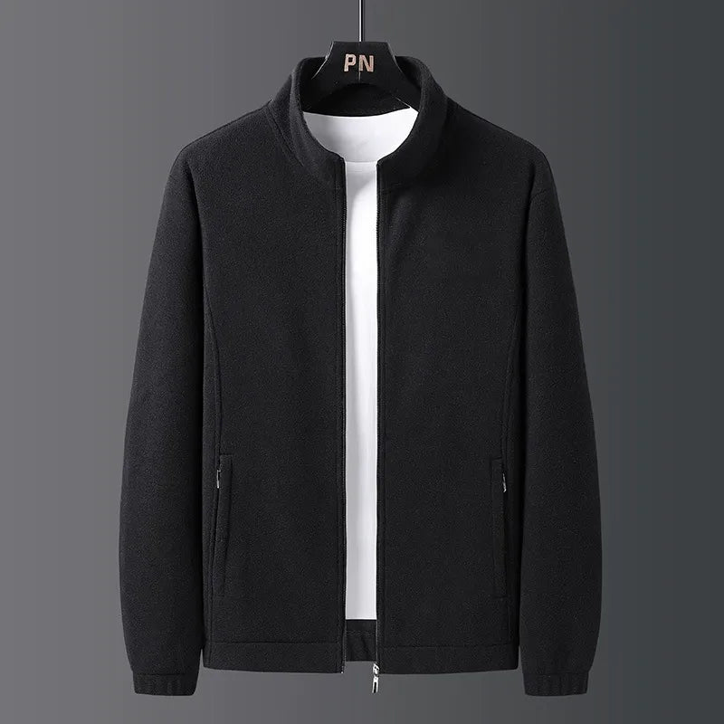 Men’s Fleece Jacket – Regular Fit – Stand Collar – Full Zip – Zippered Pockets