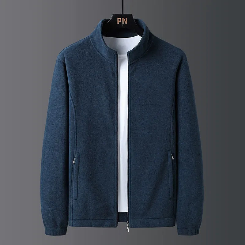 Men’s Fleece Jacket – Regular Fit – Stand Collar – Full Zip – Zippered Pockets