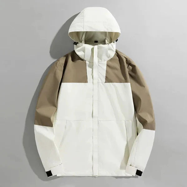 Men’s Outdoor Jacket – Regular Fit – Water-Resistant – Detachable Hood – Zipper Closure