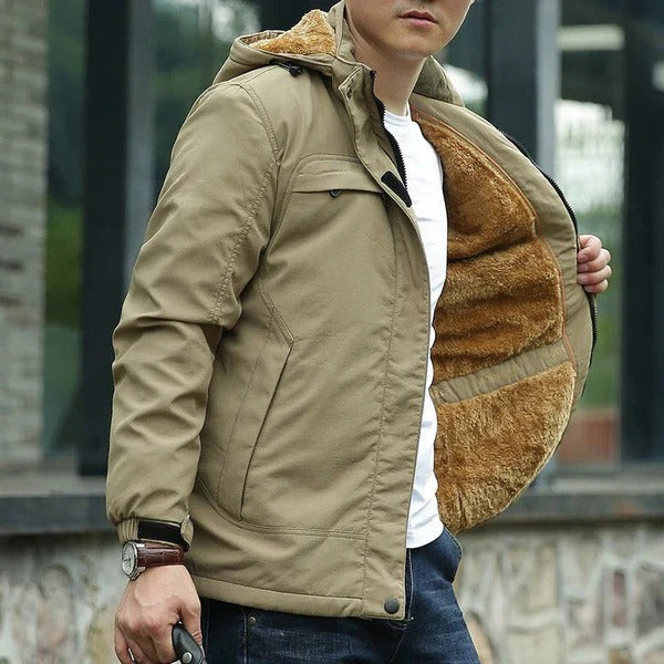 Men’s Jacket – Water-Resistant – Faux Fur Lined – Hooded – Relaxed Fit – Zip Front