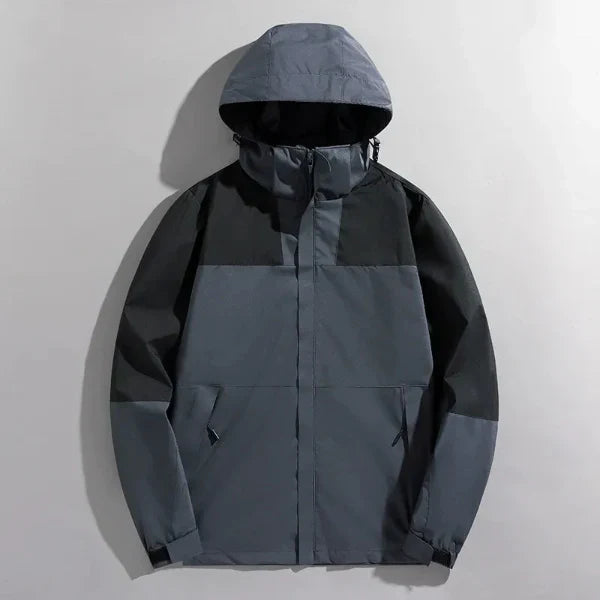 Men’s Outdoor Jacket – Regular Fit – Water-Resistant – Detachable Hood – Zipper Closure