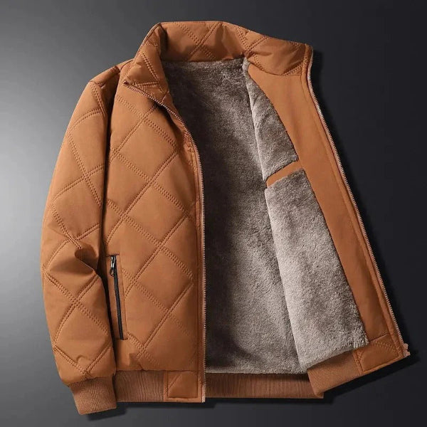 Men’s Quilted Jacket – Fleece Lined – Wind Resistant – Diamond Stitch – Regular Fit