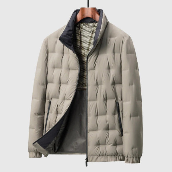 Men’s Down Jacket – Quilted Insulation – Regular Fit – Stand Collar – Zipper Pockets