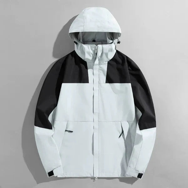 Men’s Outdoor Jacket – Regular Fit – Water-Resistant – Detachable Hood – Zipper Closure