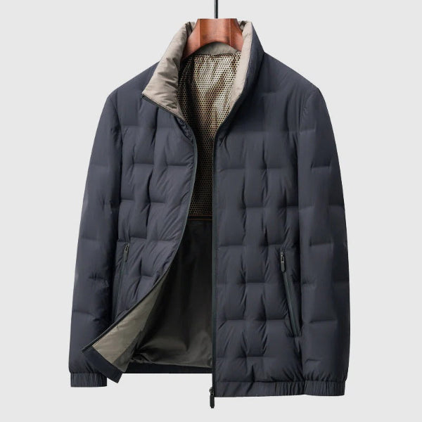 Men’s Down Jacket – Quilted Insulation – Regular Fit – Stand Collar – Zipper Pockets