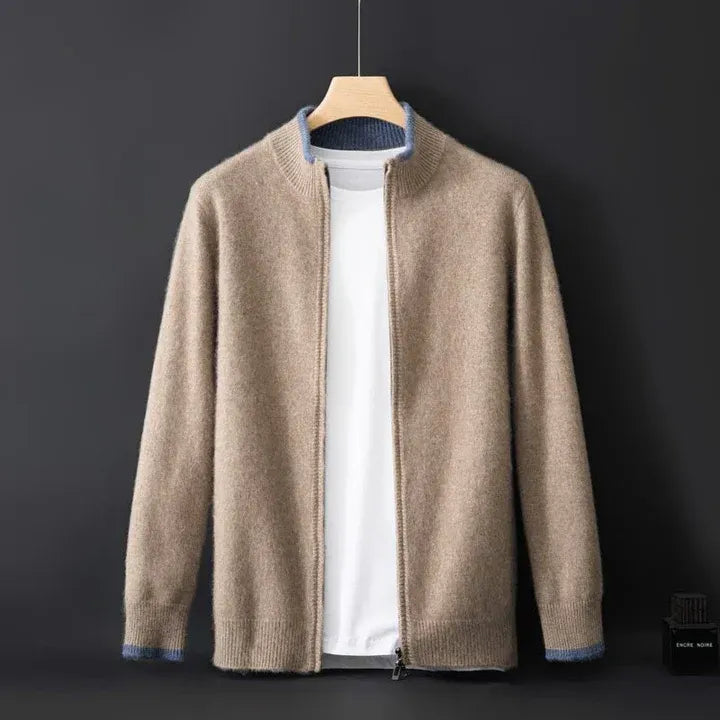 Men’s Zip Jacket – Wool – Standard Fit – Ribbed Collar & Cuffs – Hip Length