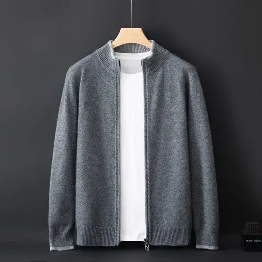 Men’s Zip Jacket – Wool – Standard Fit – Ribbed Collar & Cuffs – Hip Length