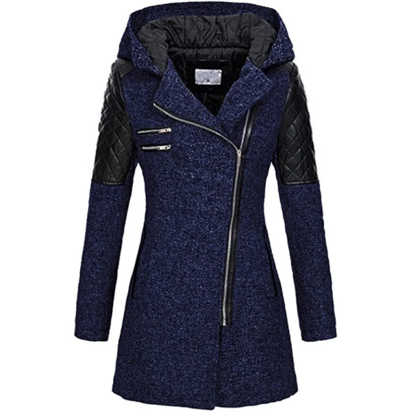 Women’s Jacket – Tailored Fit – Quilted Sleeves – Asymmetrical Zip – Hooded Design