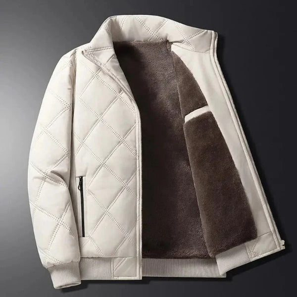 Men’s Quilted Jacket – Fleece Lined – Wind Resistant – Diamond Stitch – Regular Fit