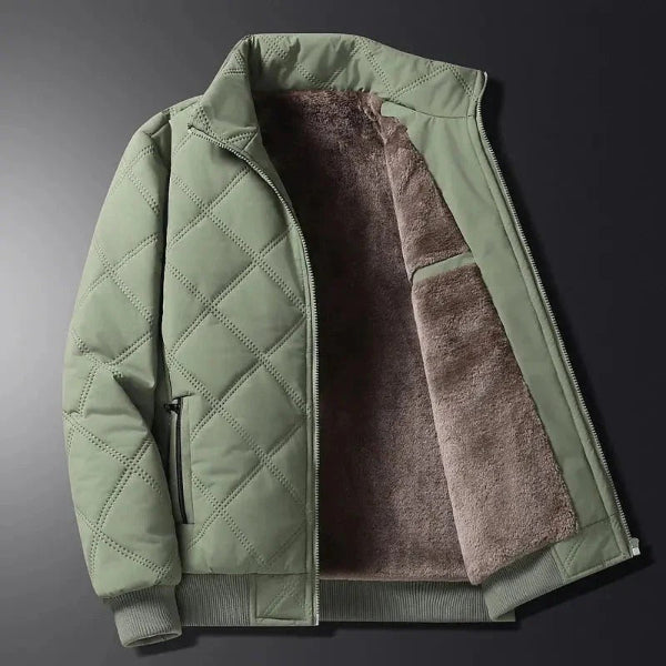 Men’s Quilted Jacket – Fleece Lined – Wind Resistant – Diamond Stitch – Regular Fit