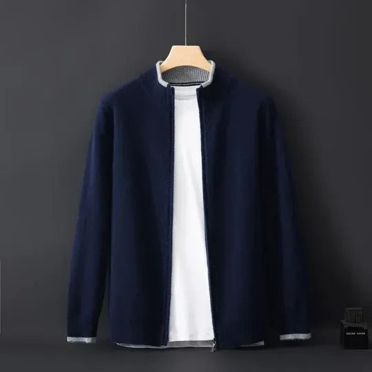 Men’s Zip Jacket – Wool – Standard Fit – Ribbed Collar & Cuffs – Hip Length