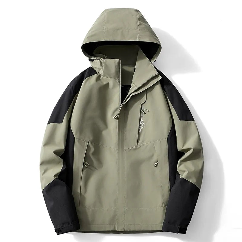 Men's Outdoor Jacket – Water-Resistant – Adjustable Hood – Zippered Pockets – Regular Fit