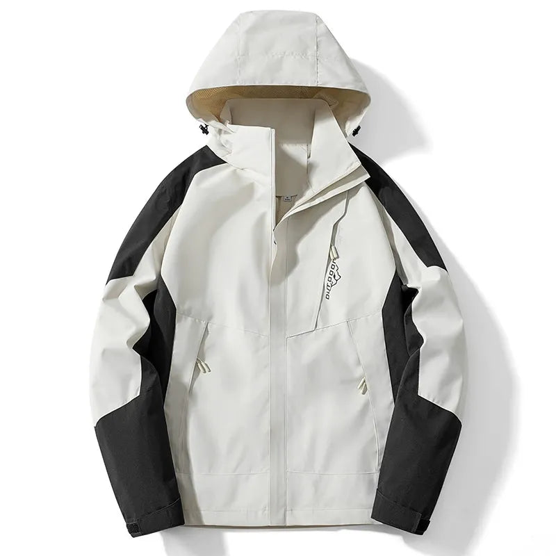Men's Outdoor Jacket – Water-Resistant – Adjustable Hood – Zippered Pockets – Regular Fit