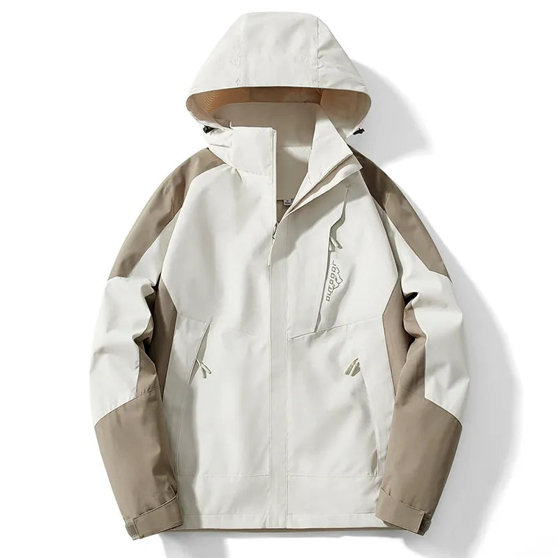 Men's Outdoor Jacket – Water-Resistant – Adjustable Hood – Zippered Pockets – Regular Fit