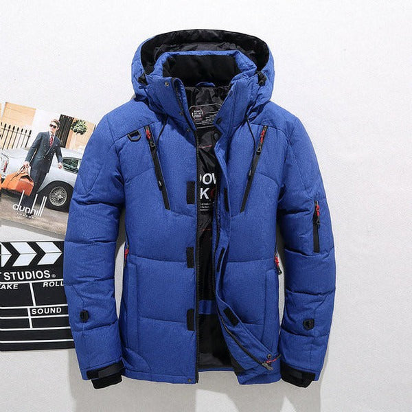 Men’s Down Jacket – Quilted Insulation – Hooded – Regular Fit – Hip Length – Zip Closure