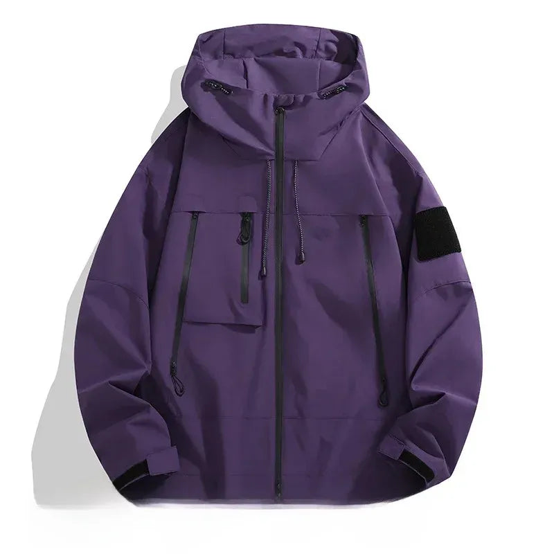 Men’s Jacket – Oversized Relaxed Fit – Wind-Resistant – Zippered Pockets – Adjustable Hem