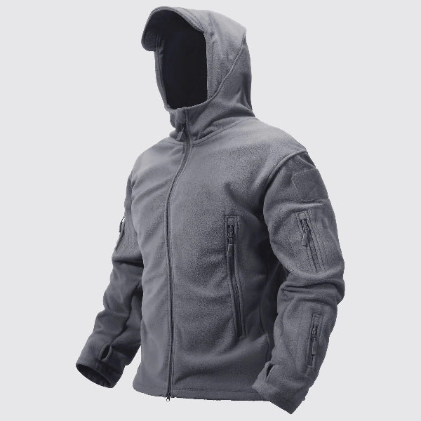 Men’s Thermal Coat – Fleece Insulated – Structured Fit – Hooded with Zipper Pockets