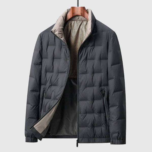 Men’s Down Jacket – Quilted Insulation – Regular Fit – Stand Collar – Zipper Pockets