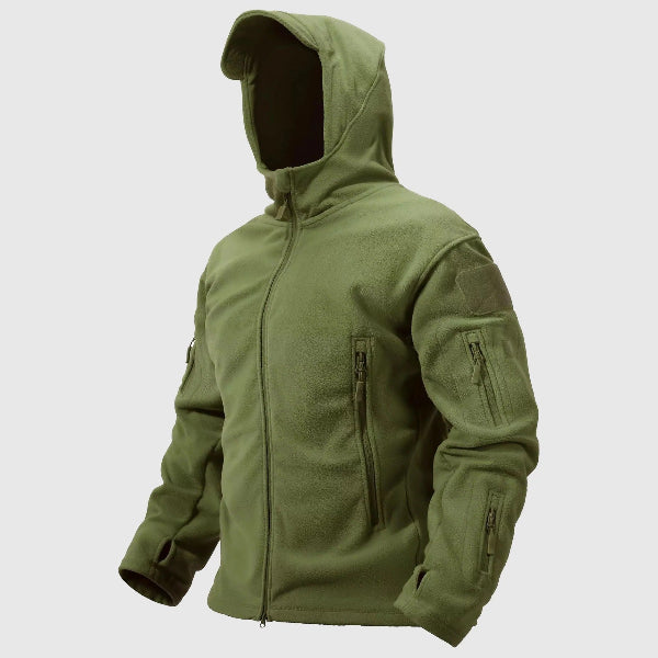 Men’s Thermal Coat – Fleece Insulated – Structured Fit – Hooded with Zipper Pockets