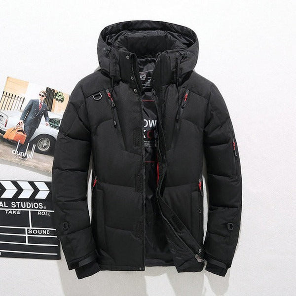 Men’s Down Jacket – Quilted Insulation – Hooded – Regular Fit – Hip Length – Zip Closure