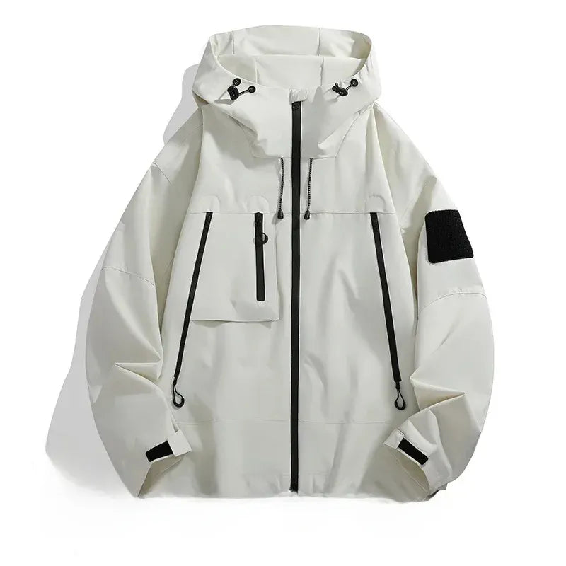 Men’s Jacket – Oversized Relaxed Fit – Wind-Resistant – Zippered Pockets – Adjustable Hem