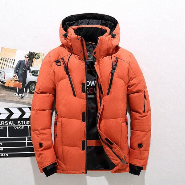 Men’s Down Jacket – Quilted Insulation – Hooded – Regular Fit – Hip Length – Zip Closure