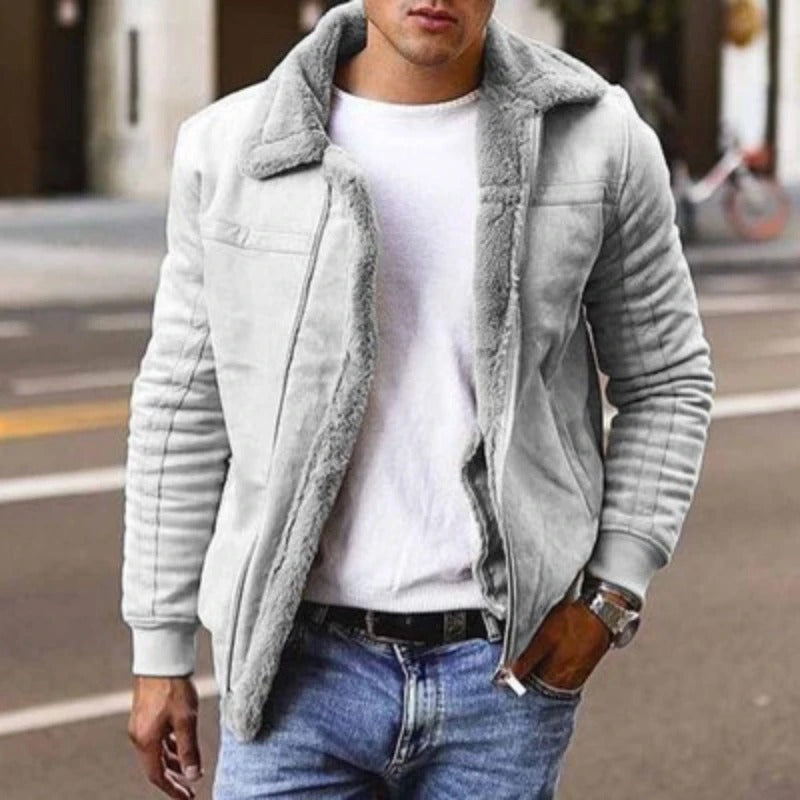 Men’s Jacket – Shearling Lined – Regular Fit – Hip Length – Warm Casual Wear