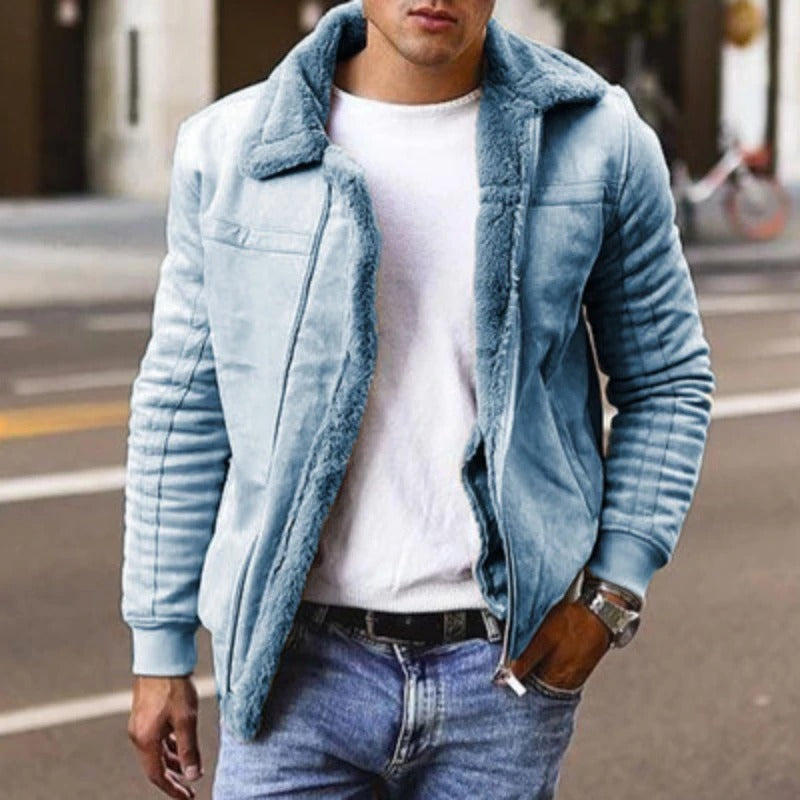 Men’s Jacket – Shearling Lined – Regular Fit – Hip Length – Warm Casual Wear