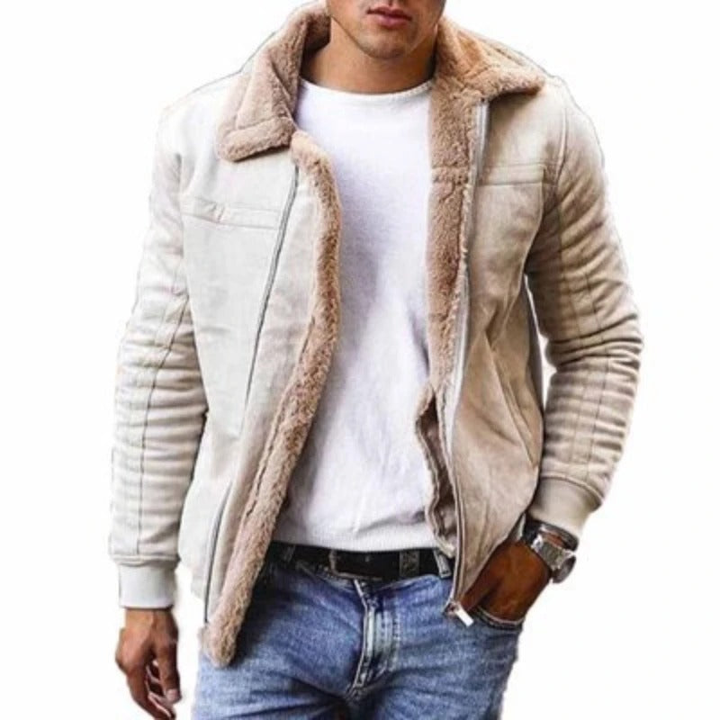 Men’s Jacket – Shearling Lined – Regular Fit – Hip Length – Warm Casual Wear
