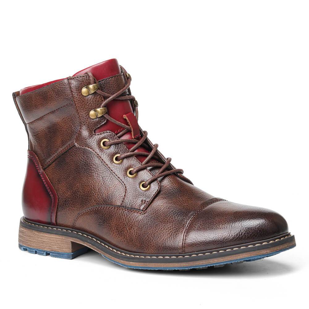 Men’s Oxford Boots – Leather – Cap Toe – Side Zip – Ankle Support – Rugged Sole