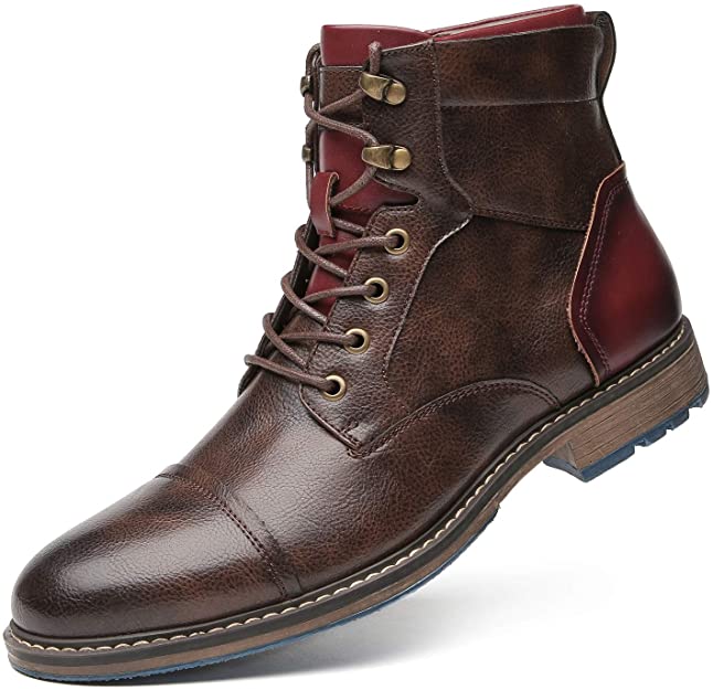 Men’s Oxford Boots – Leather – Cap Toe – Side Zip – Ankle Support – Rugged Sole