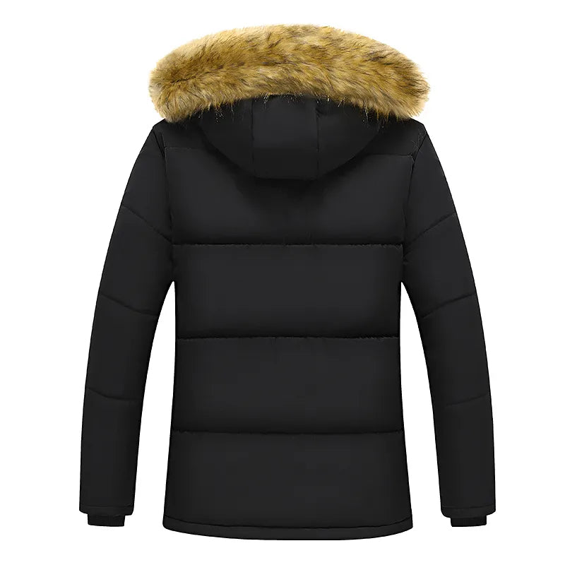 Men’s Padded Jacket – Mid-Length – Fur Hood – Quilted – Regular Fit – Weather-Resistant