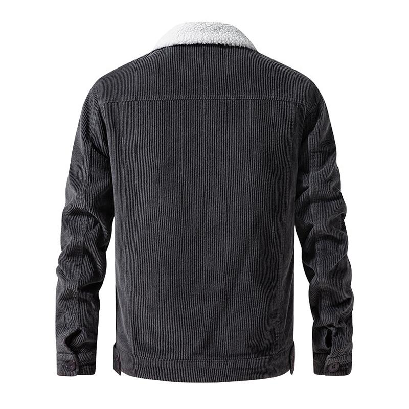 Men’s Casual Jacket – Corduroy Outer – Fleece Lining – Relaxed Fit – Button-Up Style