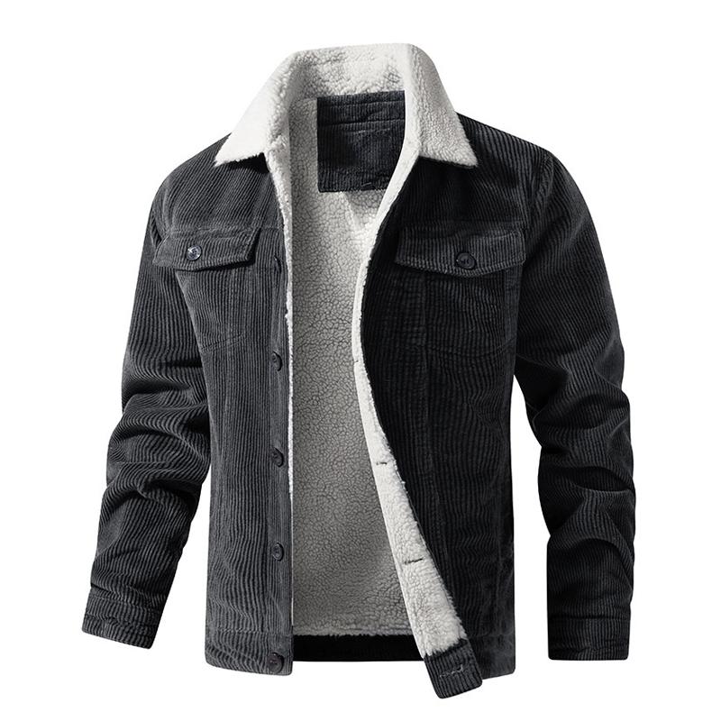 Men’s Casual Jacket – Corduroy Outer – Fleece Lining – Relaxed Fit – Button-Up Style