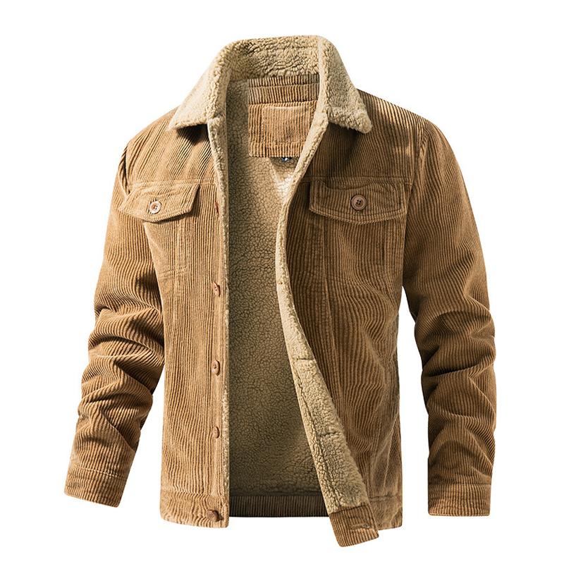 Men’s Casual Jacket – Corduroy Outer – Fleece Lining – Relaxed Fit – Button-Up Style