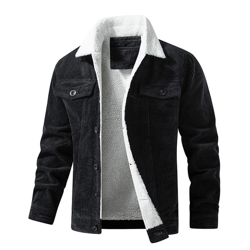 Men’s Casual Jacket – Corduroy Outer – Fleece Lining – Relaxed Fit – Button-Up Style