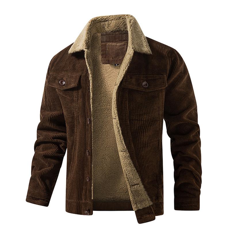 Men’s Casual Jacket – Corduroy Outer – Fleece Lining – Relaxed Fit – Button-Up Style
