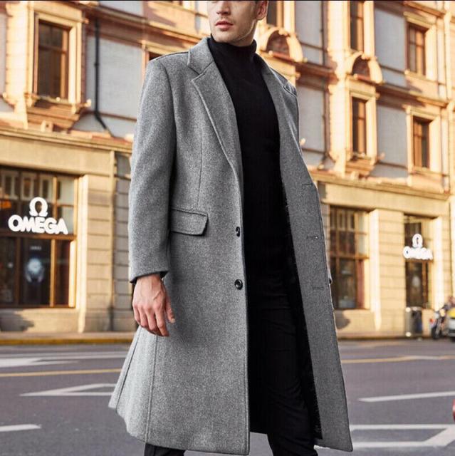 Men’s Trench Coat – Tailored Fit – Wool Blend – Full Length – Formal Smart Casual