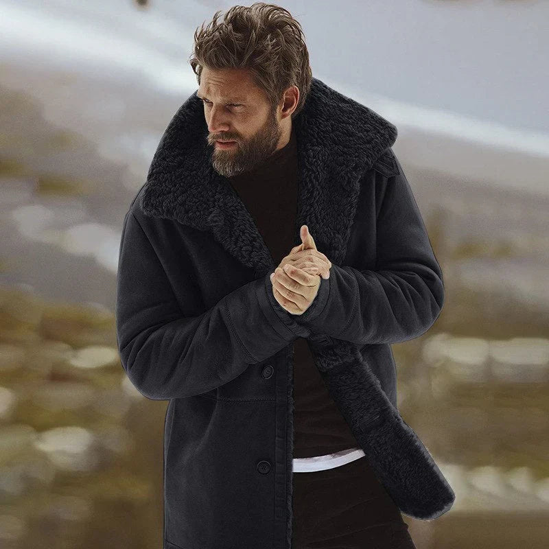 Men’s Parka Jacket – Relaxed Fit – Faux Shearling Lined – Water-Resistant Mid-Thigh Length