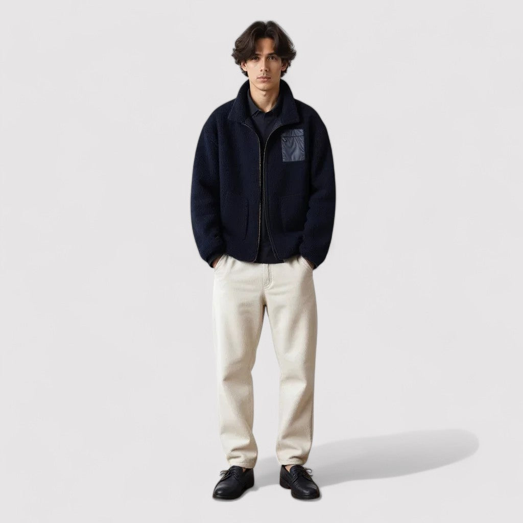 Thickened lamb fleece jacket for men