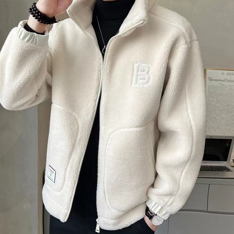 Men’s Fleece Jacket – Relaxed Fit – Zip Front – High Collar – Practical Patch Pockets