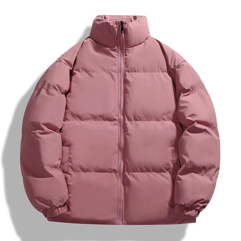 Men’s Puffer Jacket – Oversized Fit – Quilted Padding – High Collar – Zip Front