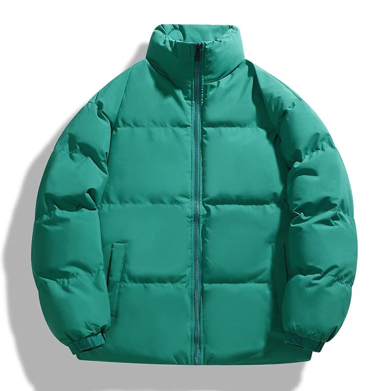 Men’s Puffer Jacket – Oversized Fit – Quilted Padding – High Collar – Zip Front