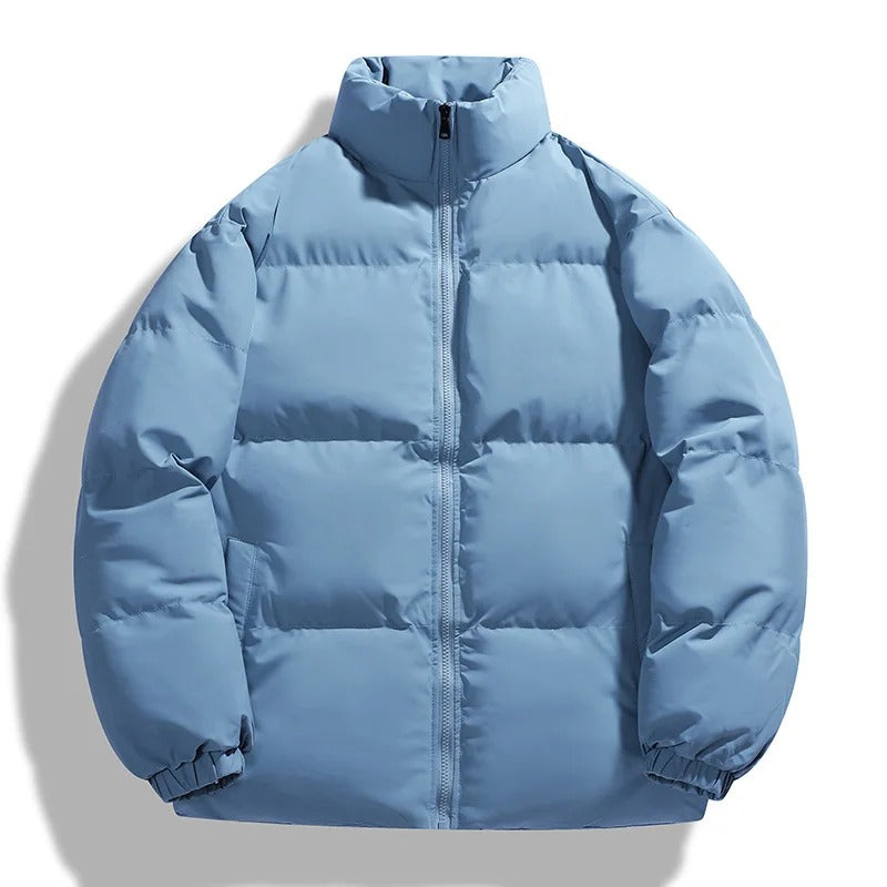 Men’s Puffer Jacket – Oversized Fit – Quilted Padding – High Collar – Zip Front
