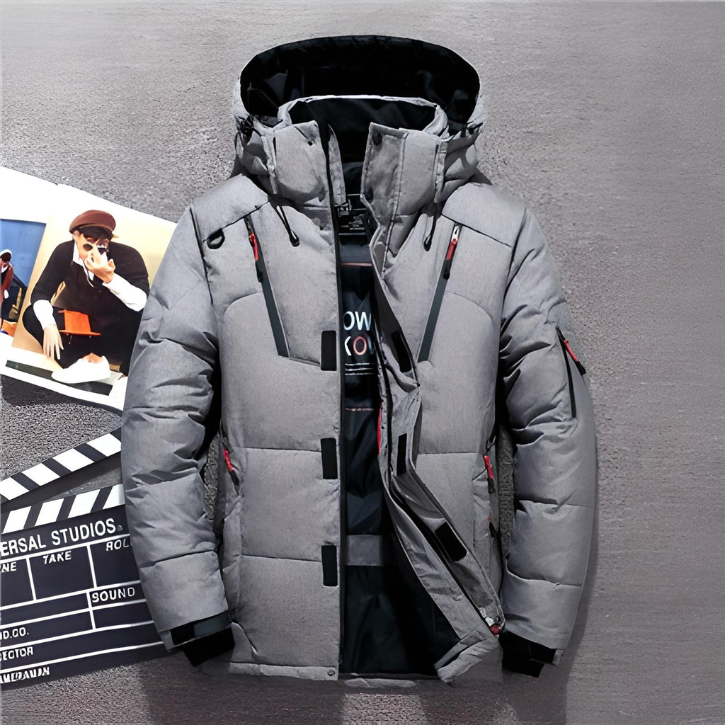 Men’s Jacket – Thick Structured Fit – Detachable Hood – Zipper Pockets – Outdoor Ready