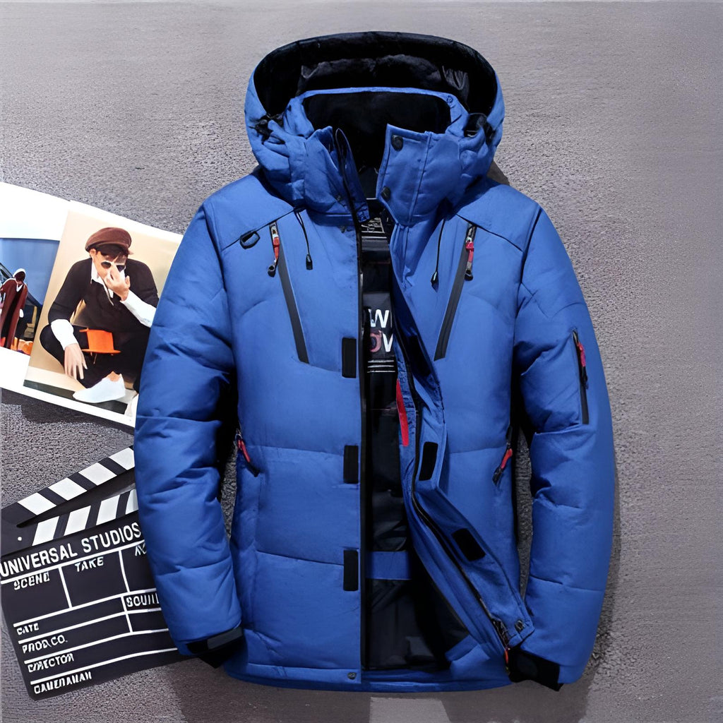 Men’s Jacket – Thick Structured Fit – Detachable Hood – Zipper Pockets – Outdoor Ready